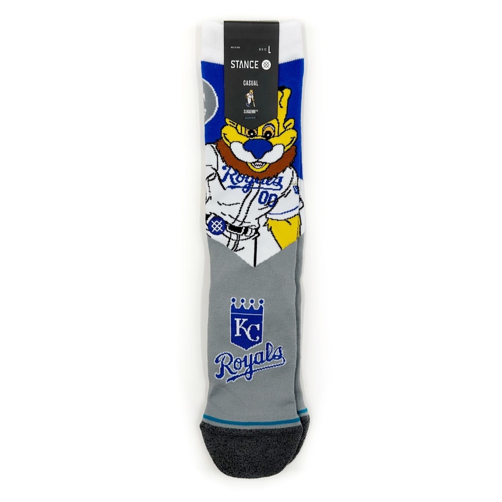 Stance Kansas City KC Royals Crew Socks Mens Large Mascot Sluggerrr MLB Fan Gift